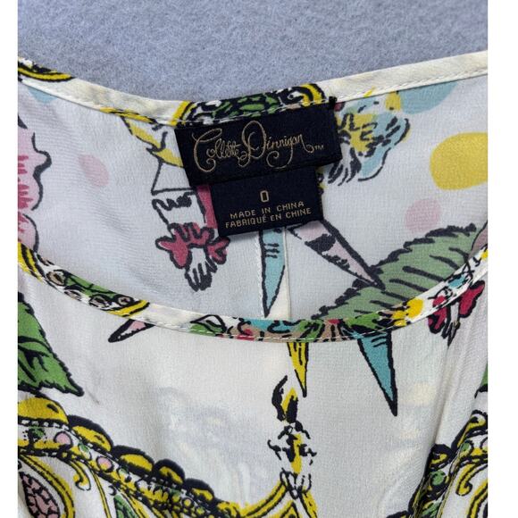 Anthropologie Collette Dinnigan Scenic‎ 100% Silk Dress size 0 EUC floral shift - Picture 3 of 8